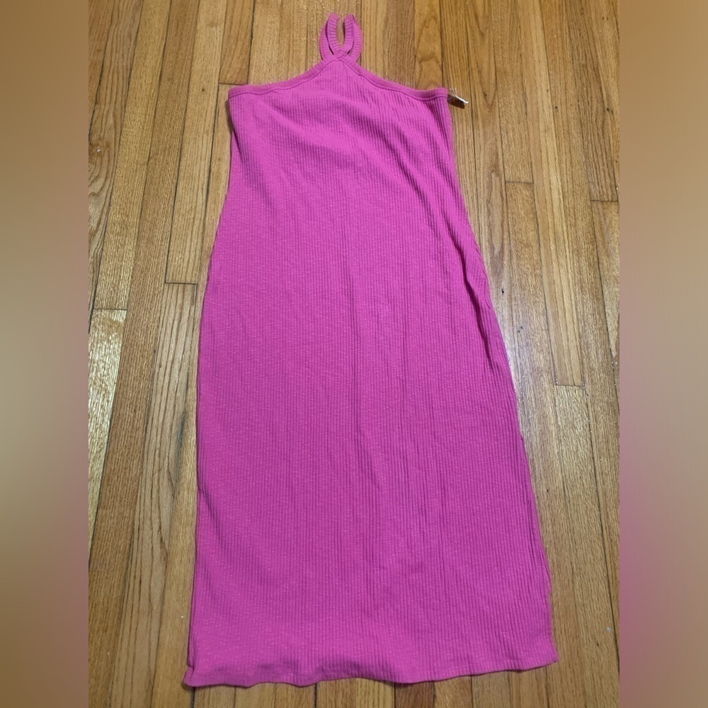Old Navy Women's XXL Ribbed High Neck Halter Midi Dress Barbie‎ NWT